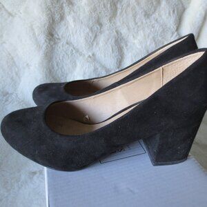 Daily Shoes Black Faux Suede Pump Block Heel Latte-01 7.5 M